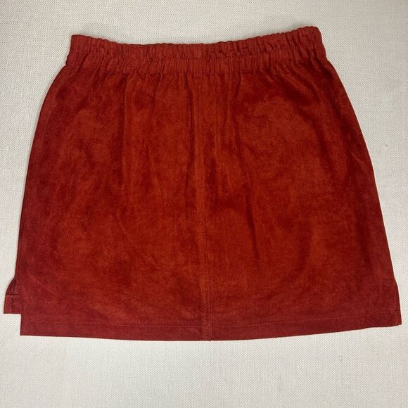 BCBG Maxazira Aiden Suede Mini Skirt Orange Pull-on XS Pockets - Picture 3 of 6